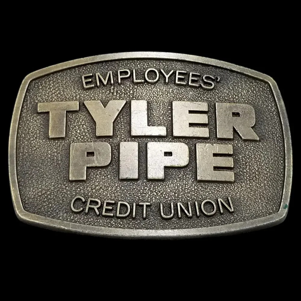 Vintage Belt Buckle‎ Brass Tyler Pipe Employees Credit Union Banking USA By PJ